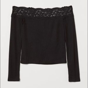 H&M basics long sleeve lace shirt (white)